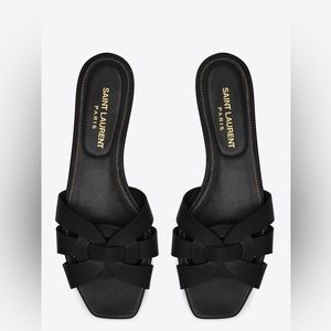 Saint Laurent Leather Tribute Slides - Size 38.5 (Retails at $725)